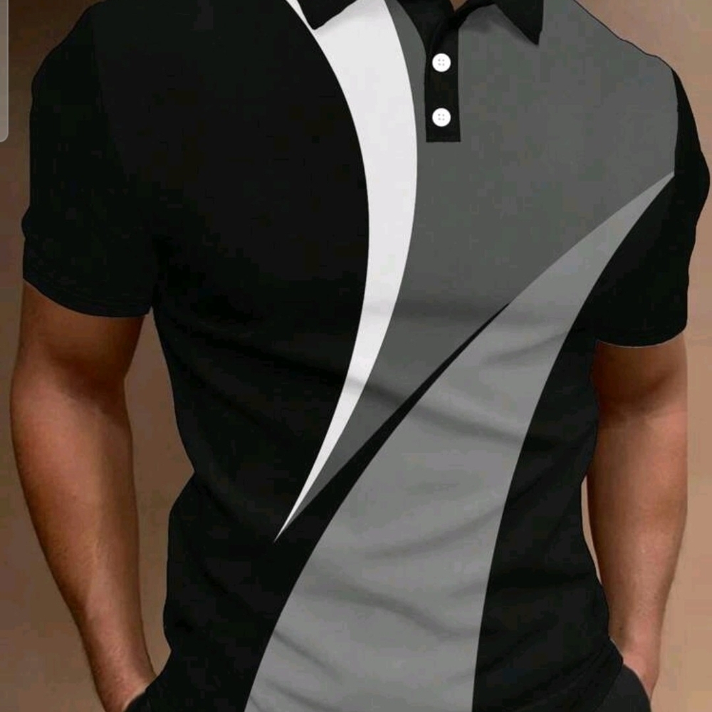 Modern Black and Gray Men's Polo Shirt
